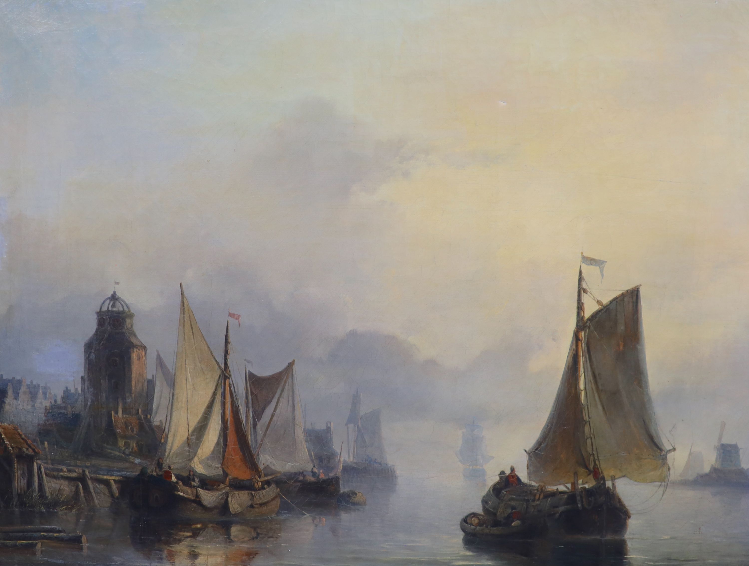 Christiaan Lodewijk Willem Dreibholtz (1799-1874), Shipping in harbour, oil on canvas, 53 x 70cm